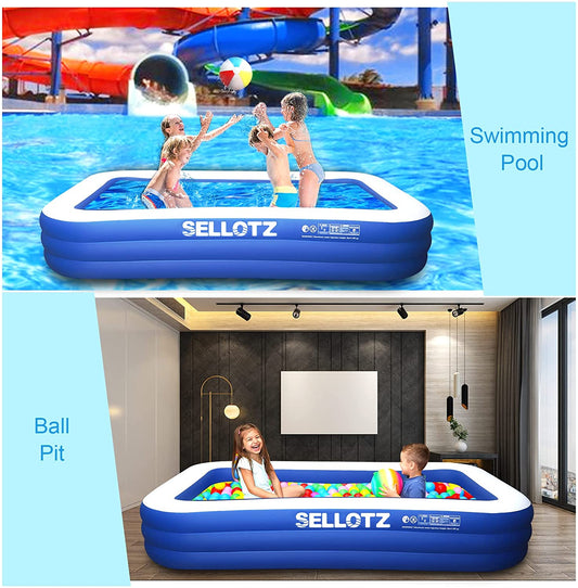 Inflatable Pool for Kids and Adults, 120" X 72" X 22" Oversized Thickened Family Swimming Pool for Toddlers, Outdoor, Garden, Backyard, Summer Water Party