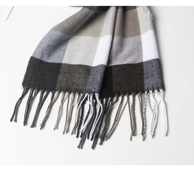 Stylish And Versatile Men's Plaid Warm Scarf