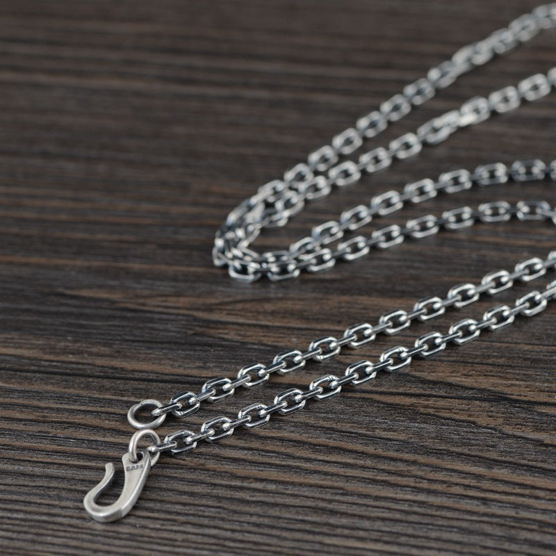 S925 Silver Retro O-shaped Thickened S Hook Necklace