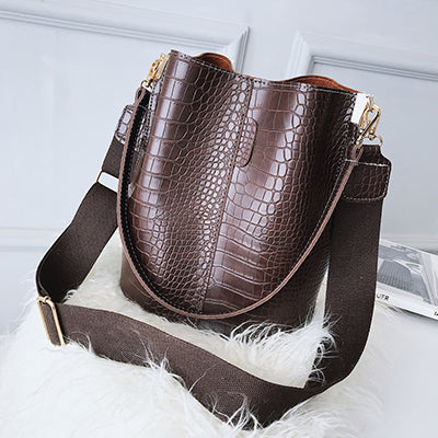 Vintage Women Crossbody Bags For 2022 New Shoulder Bag Fashion Handbags And Purses Leather Stone Pattern Zipper Bucket Bags