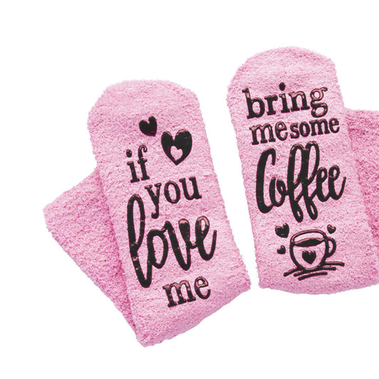 Casual Women's Letter Printed Coral Fleece Cake Socks