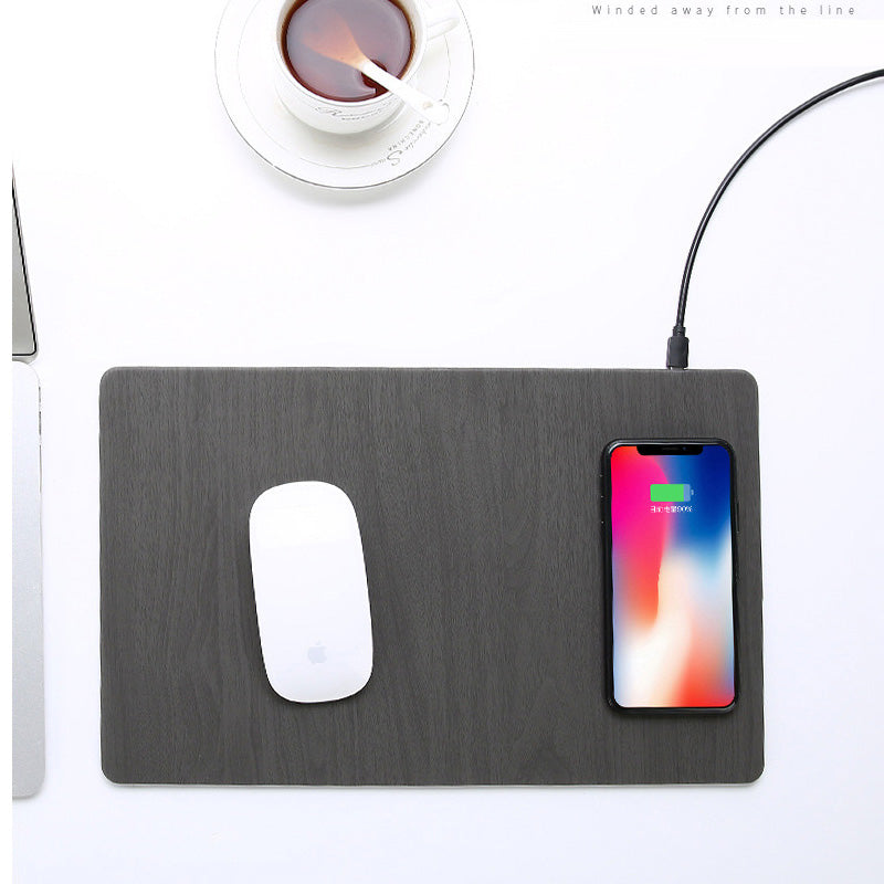 Mobile Phone Qi Wireless Charger Charging Mouse Pad Mat PU Leather Mousepad