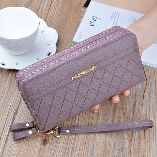 Double zipper hand purse ladies wallet