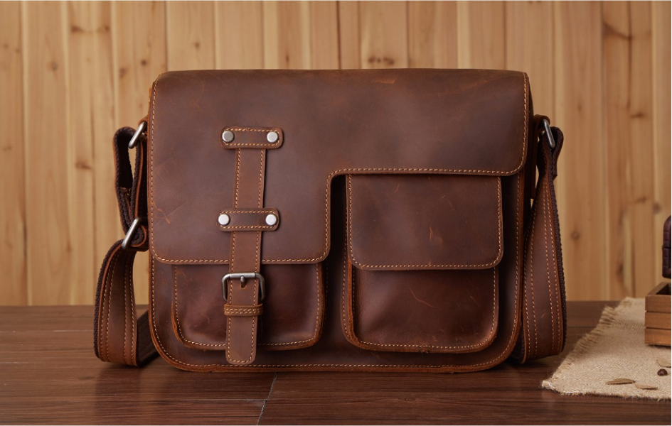 Men's leather bag messenger bag