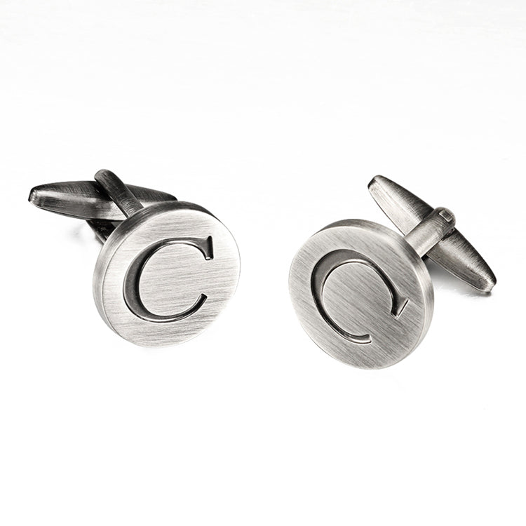 Men's antique silver letters French shirt cufflinks