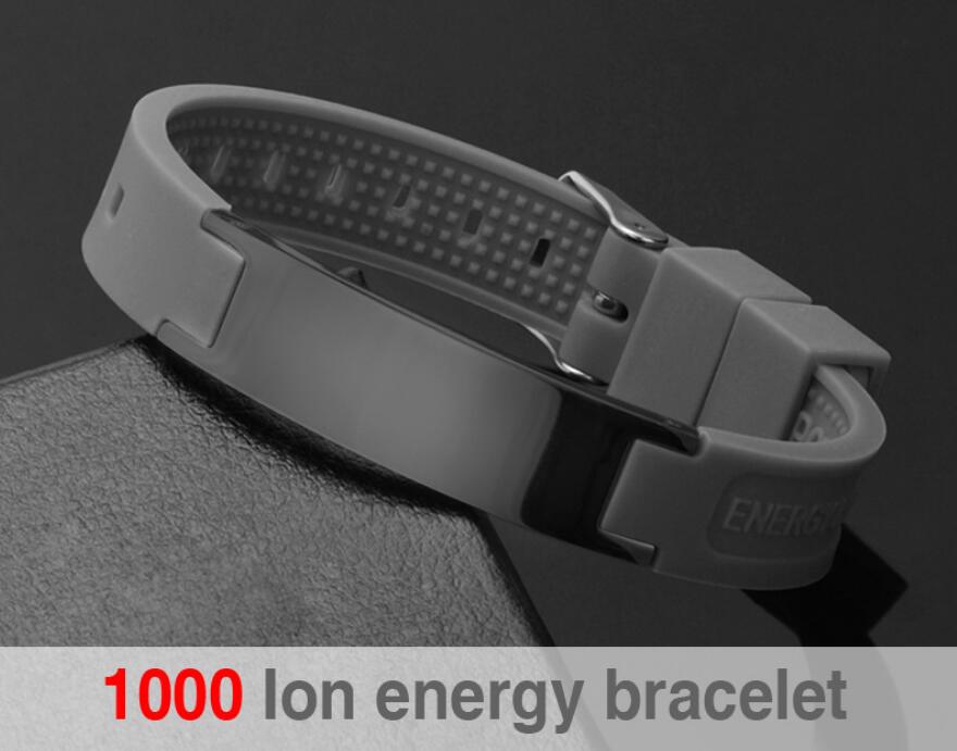 Hottime 4 in 1 Bio Elements Energy Silicon Sport Bracelet Bangle Multicolor Power Bands Balance Stainless Steel Metal Bracelets