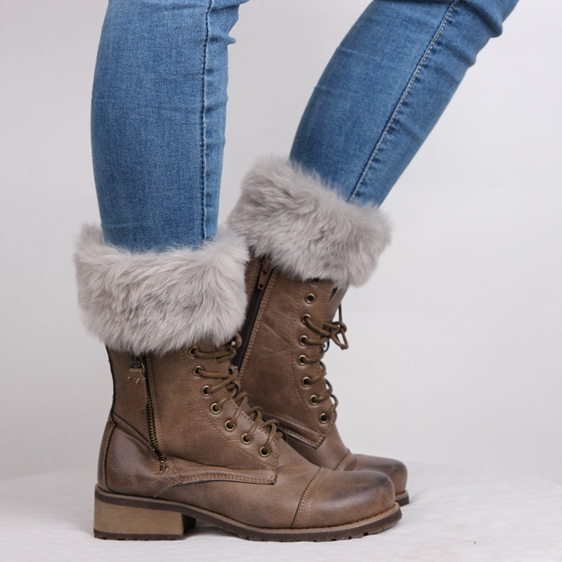 Boots, warm socks, Christmas fur, short wool shoes