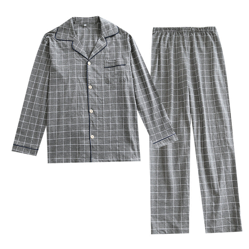 Autumn Plaid Thin Pajamas Long Sleeves Loose Large Size