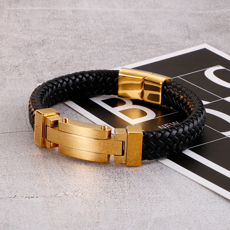 Personalized Men's Woven Leather Bracelet