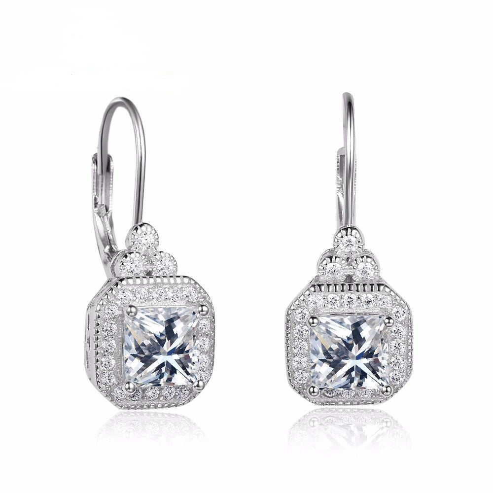 Cubic Zircon Square Geometric Drop Earrings