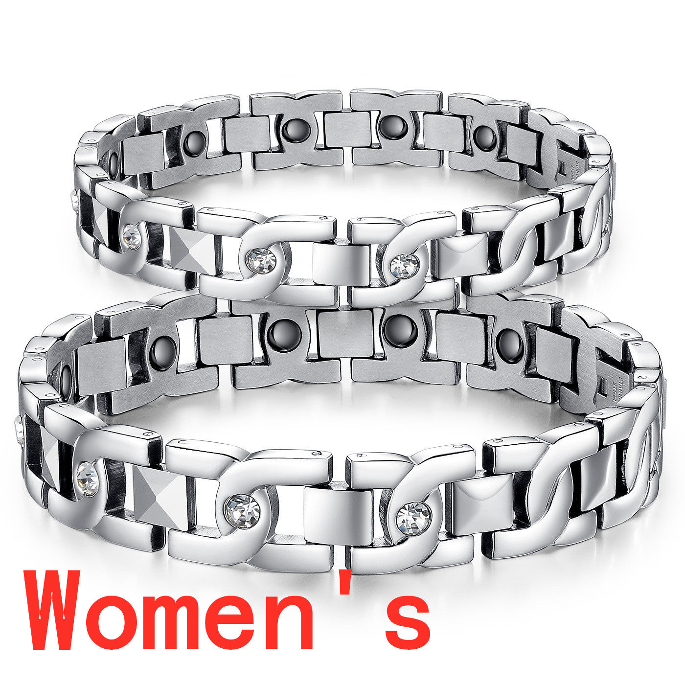 New Rhinestone Titanium Steel Couple Bracelet