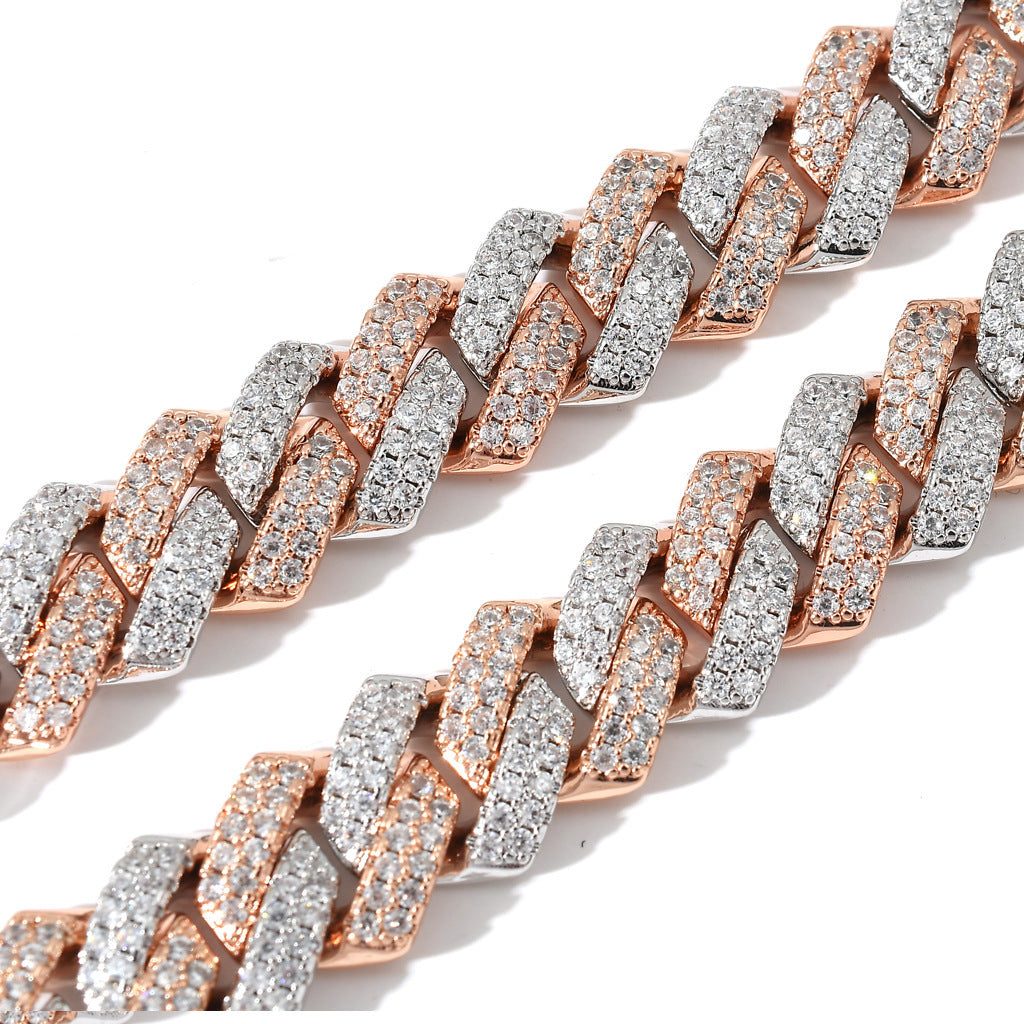 Rose Gold Two-Tone Brass-Inlaid Zircon Clavicle Chain Necklace