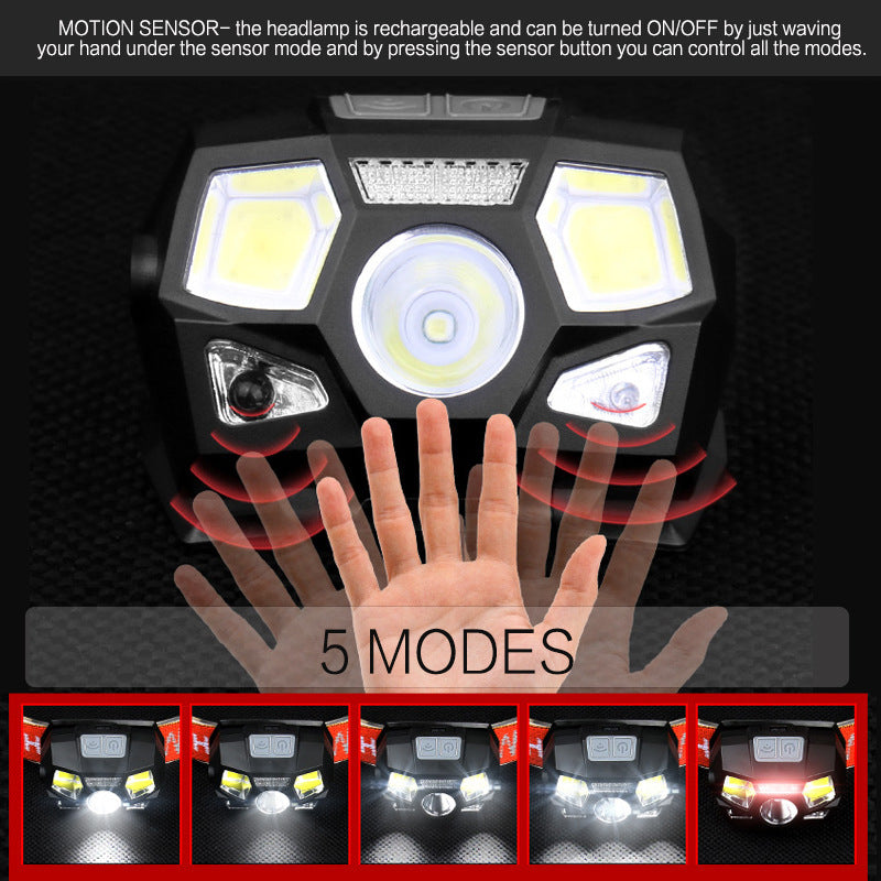 USB charging glare LED head-mounted running flashlight