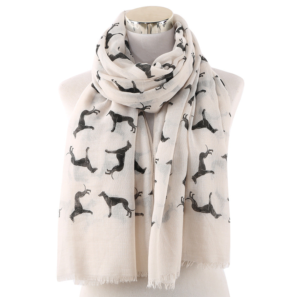 Black dog print scarf