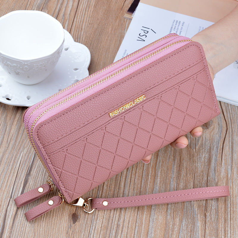 Double zipper hand purse ladies wallet