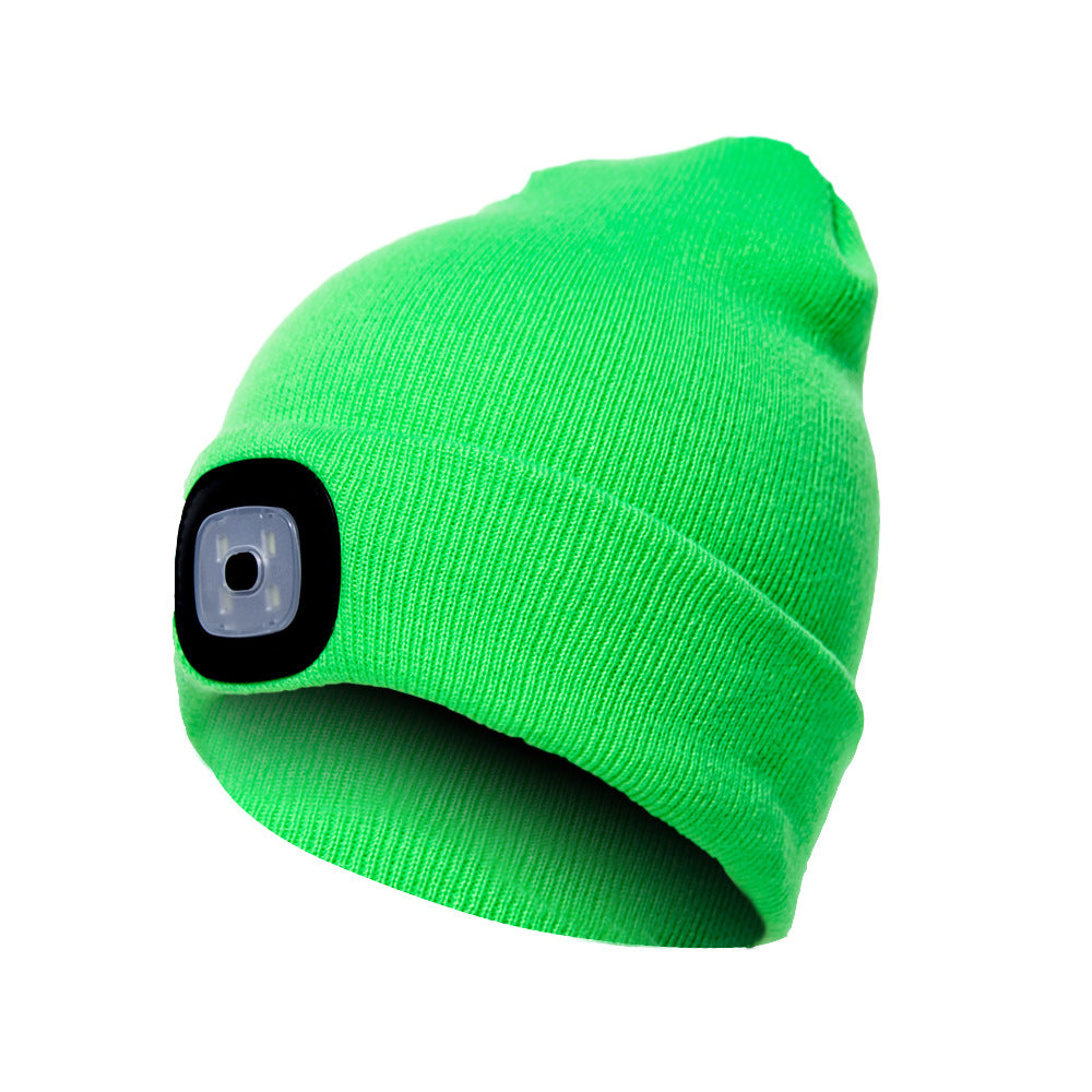 Button Cell Type Knitted Hat With Light Glowing