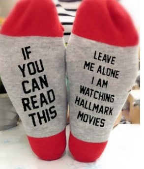 New Funny Winter Creative Art Lettered Wine Socks Xmas Gift If You Can Read Watching Christmas Movies Home