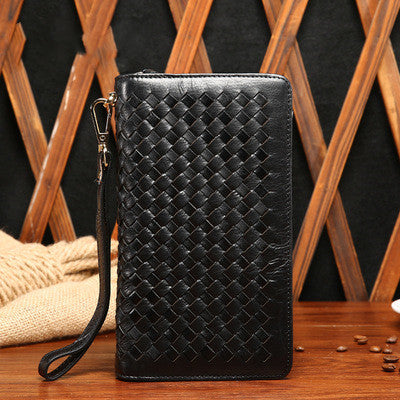 Knit long purse with double zipper