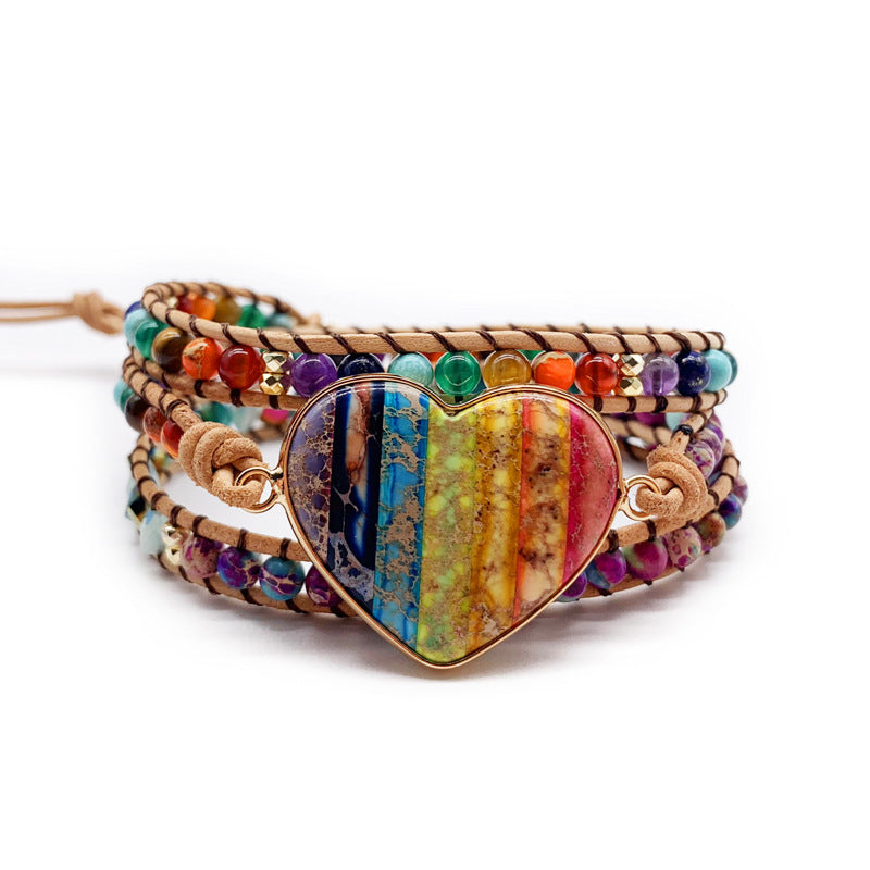 Natural stone love woven bracelet