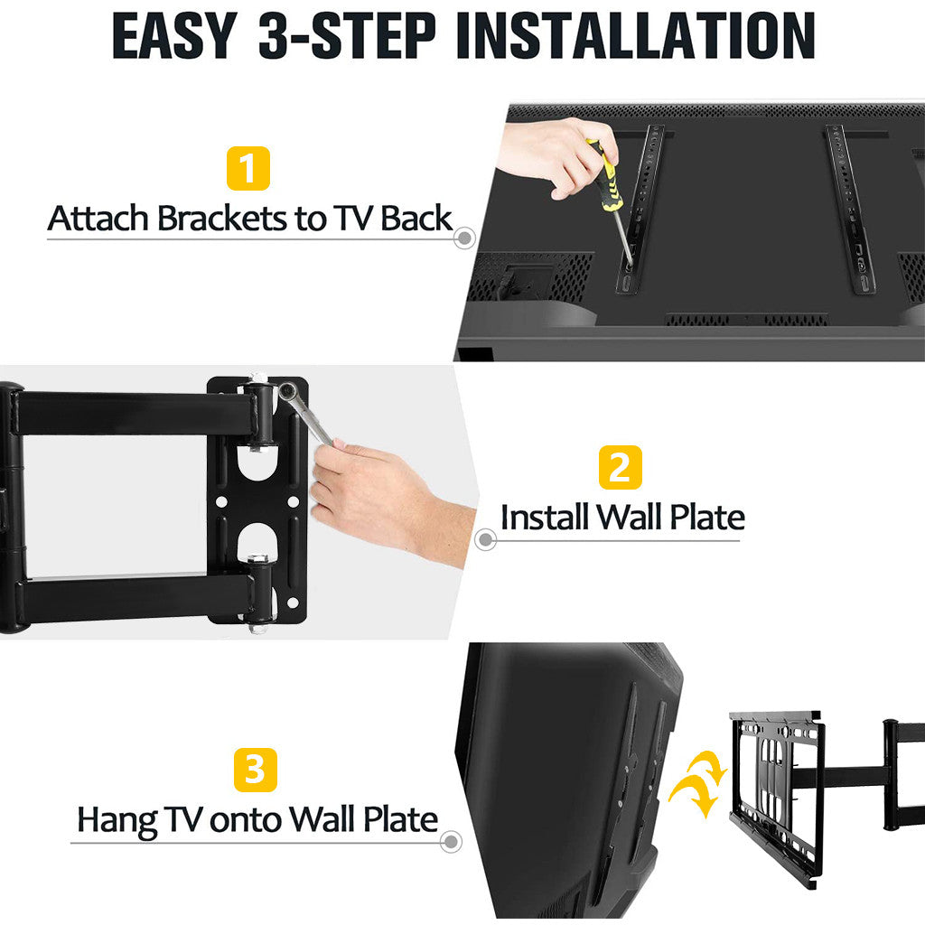 TV Mount Full Motion For 26-55 Inch LED LCD Flat Screen TV Perfect Center Design