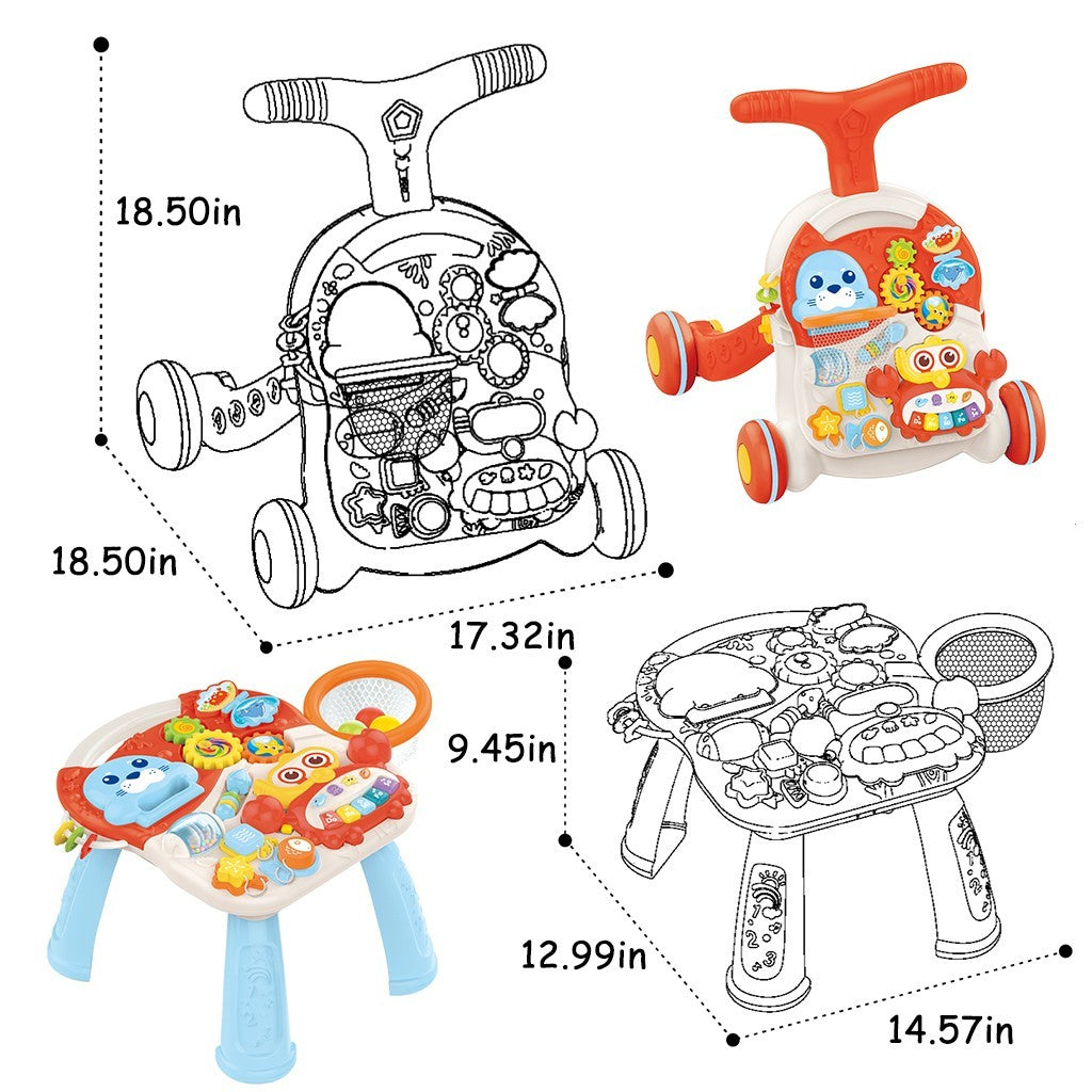 2 In 1 Piano Baby Learning Walker Study desk With Sound & Light