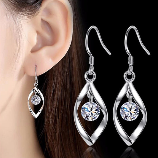 Sterling silver twisted diamond ear silver jewelry