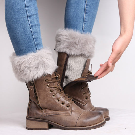 Boots, warm socks, Christmas fur, short wool shoes