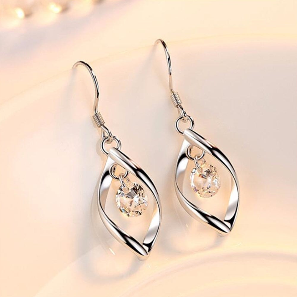 Sterling silver twisted diamond ear silver jewelry