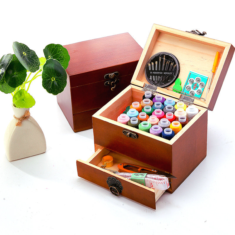 Sewing package sewing set household sewing box handmade solid wood