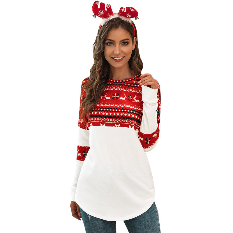 Christmas color block print sweatshirt