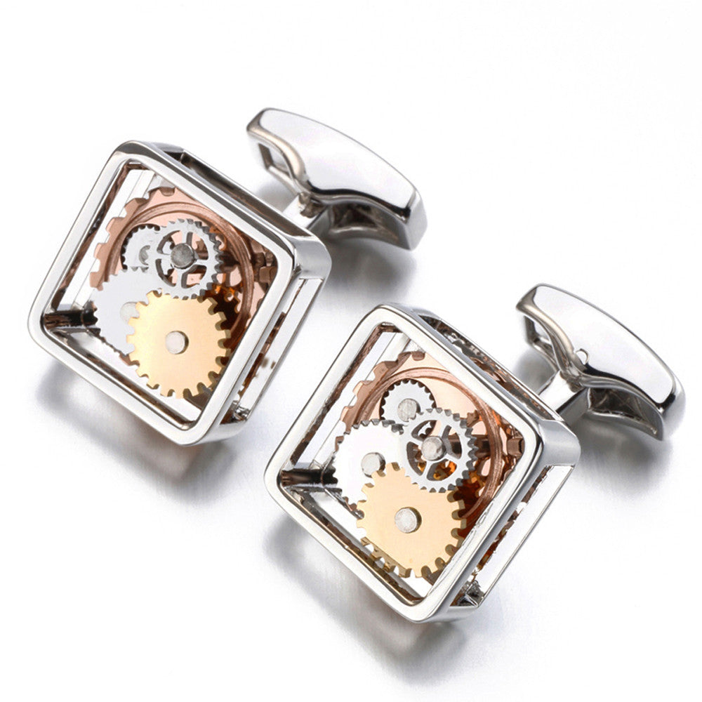 Square Gear Cufflinks Men's Movement Buttons