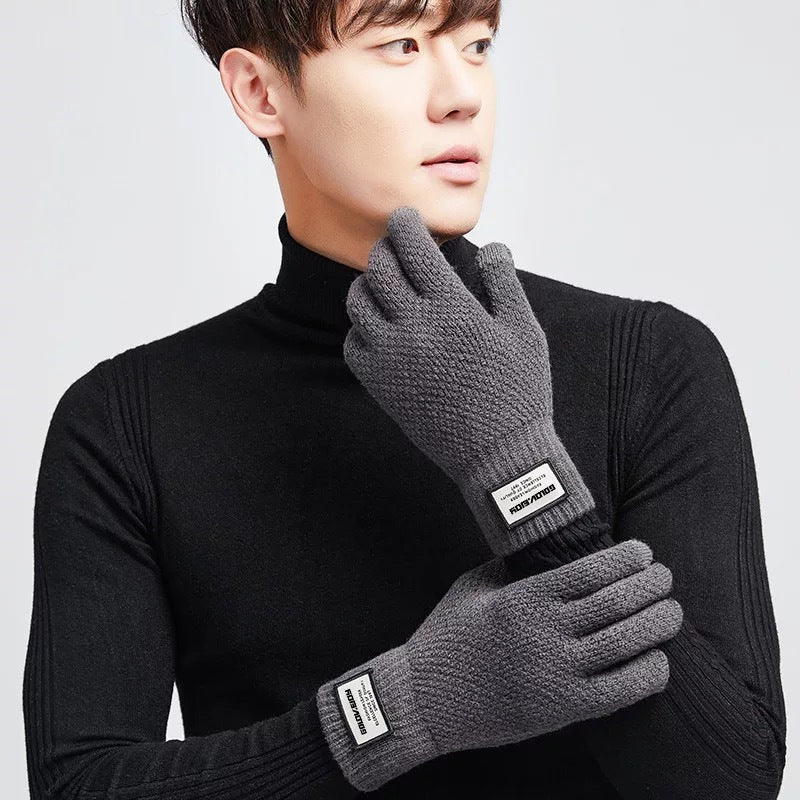 Touch Screen Gloves Men's Autumn And Winter Knitted Wool