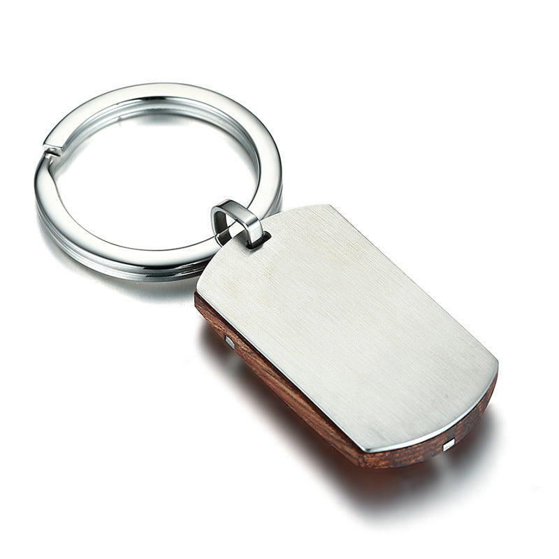 Stainless Steel Rosewood Cross Keychain