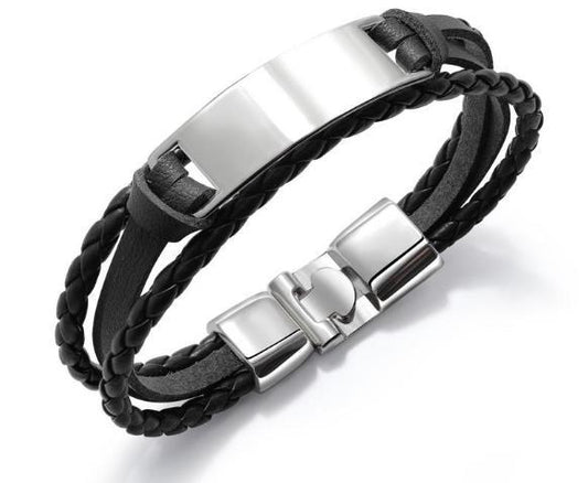 Black Multilayer Leather Bracelet For Men Bangle Jewelry2020