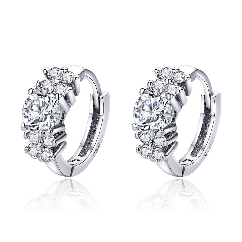 Fashion Three-Color Sterling Silver Zircon Earrings