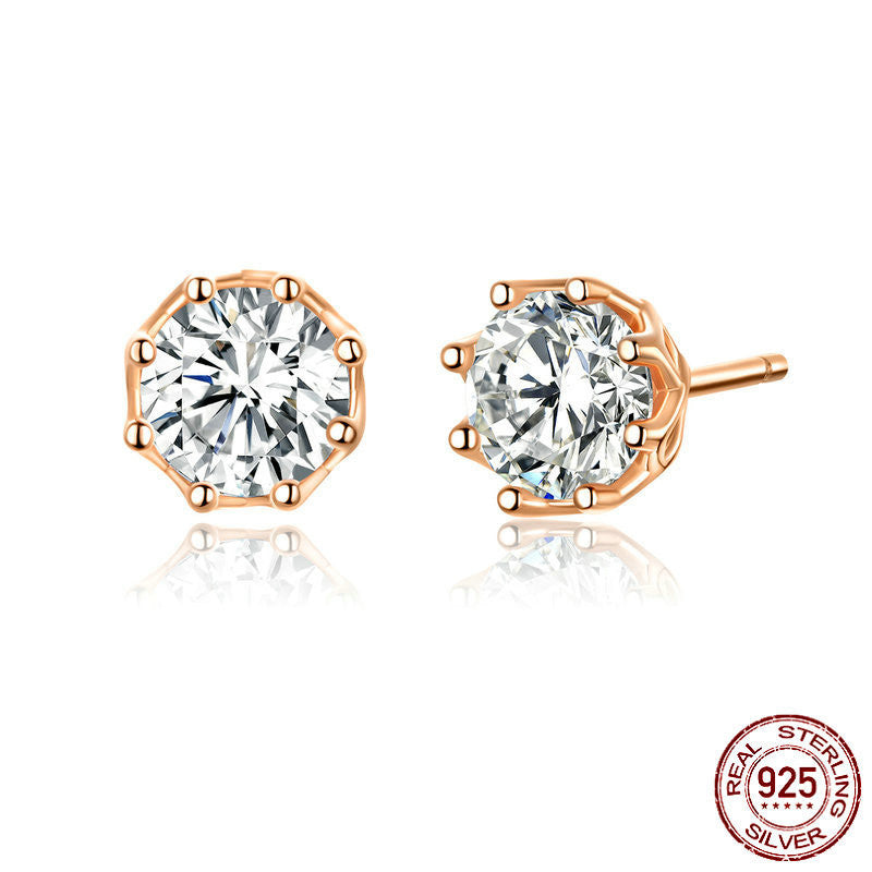 3A Zircon Glitter S925 Sterling Silver Stud Earrings