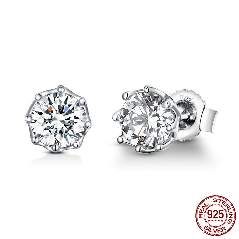 3A Zircon Glitter S925 Sterling Silver Stud Earrings