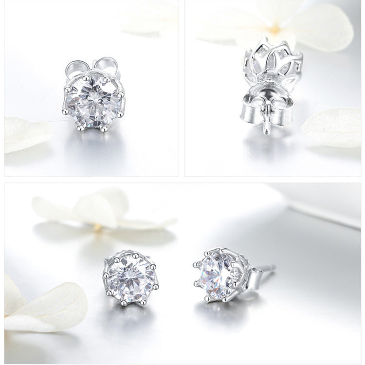 3A Zircon Glitter S925 Sterling Silver Stud Earrings