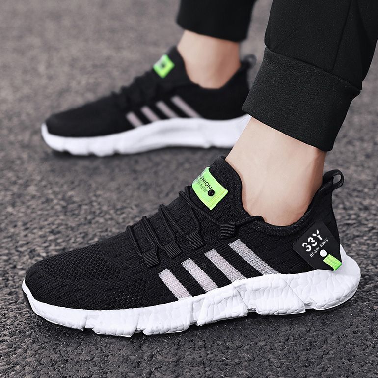 lying Weave Mens Running Shoes Lightweight Popcorn Sneakers Comfortable Walking Sports Shoes Keep Running Casual Shoes