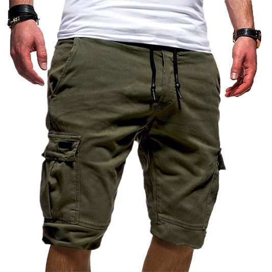 Men's Solid Color Sports Shorts Loose Tether Sports Casual Five-Point Pants Men