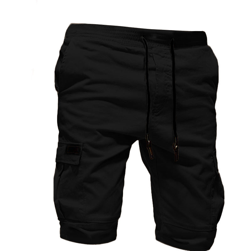 Men's Solid Color Sports Shorts Loose Tether Sports Casual Five-Point Pants Men