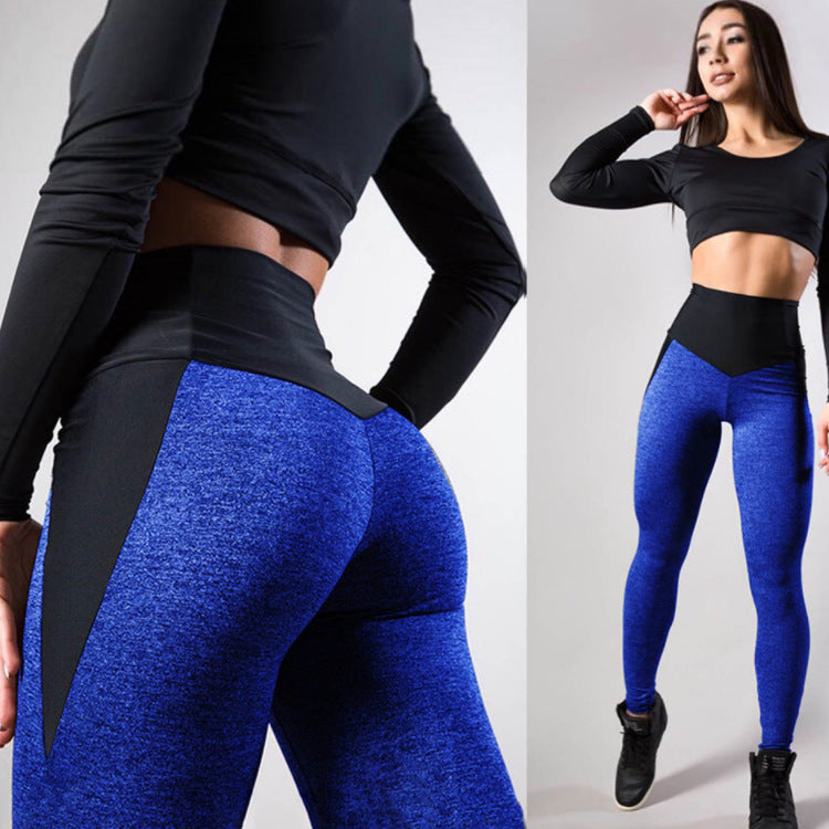 Contrasting Color Stitching Hip-Lifting Slim-Fitting Sports Running FitnessYoga Leggings