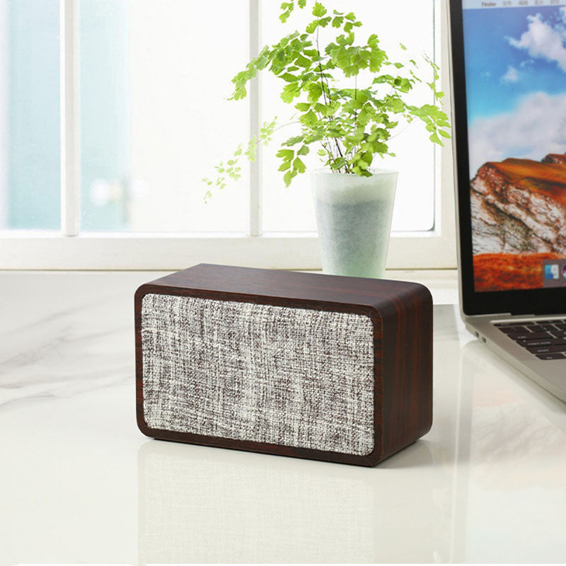 Wooden Fabric Bluetooth Speaker Retro Card Desktop Collection Audio