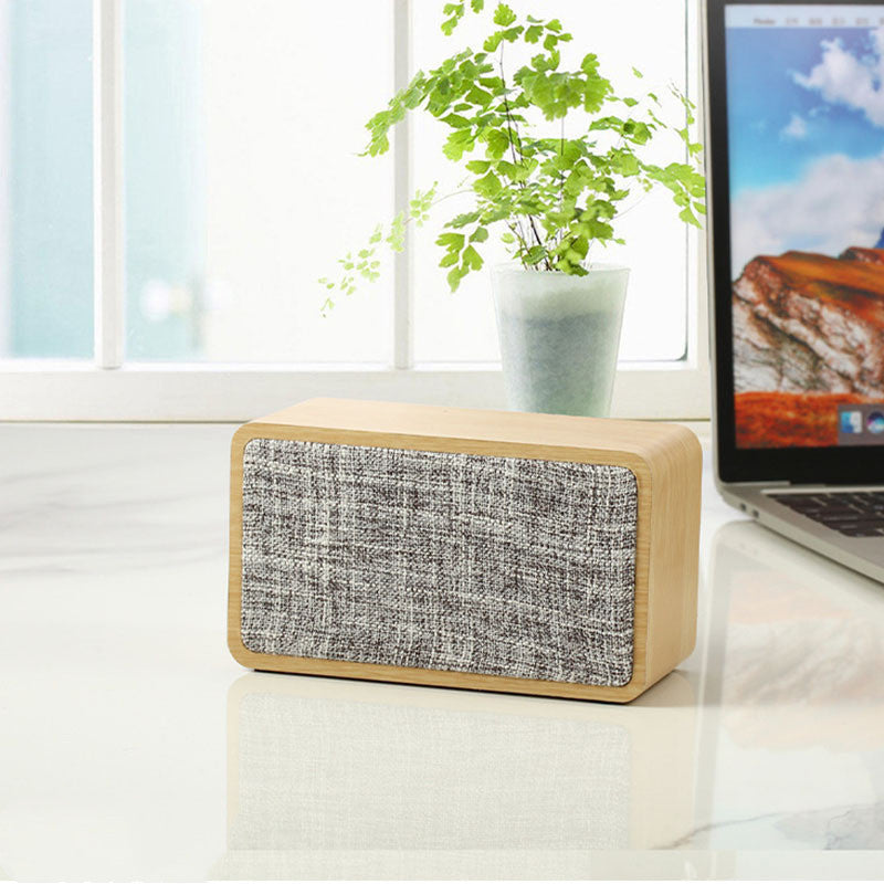 Wooden Fabric Bluetooth Speaker Retro Card Desktop Collection Audio