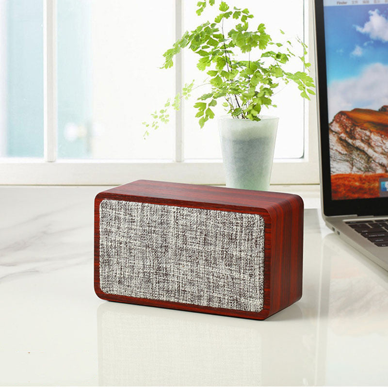 Wooden Fabric Bluetooth Speaker Retro Card Desktop Collection Audio