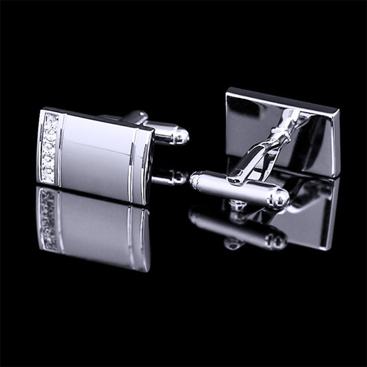 High Quality Silver Diamond Cufflinks Men's Business French Cufflinks Cuff Nails Can Be Personalized