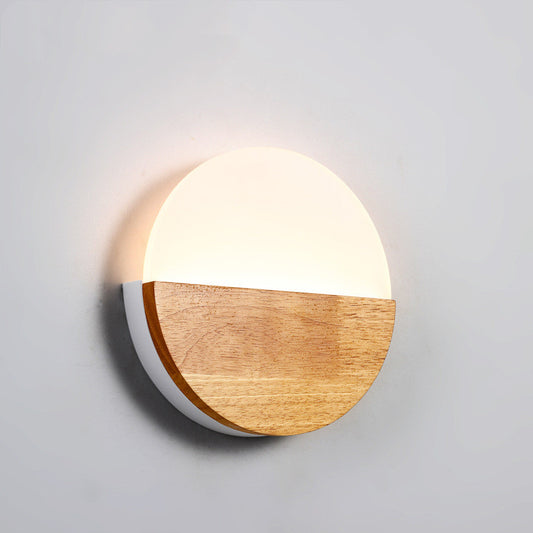Wooden LED Wall Lamp Simple Modern Living Room Study Bedroom Bedside Lamp