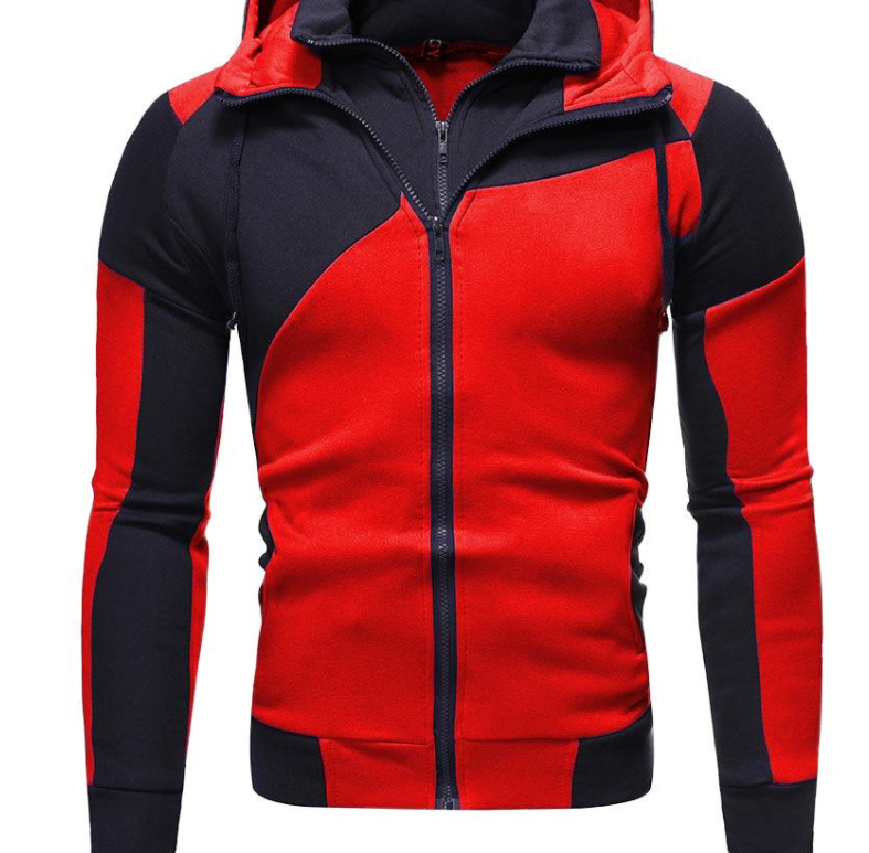 Hooded Diagonal Zipper Casual Spring And Autumn Wear Sports Youth Trend Plus Velvet Mens Sweater