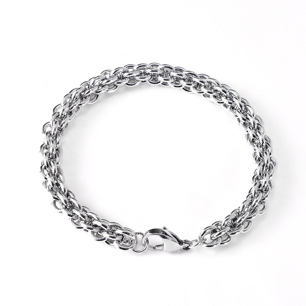 European And American Titanium Steel Mens Bracelet Personality Hip-Hop Punk Tide Domineering Braided Chain