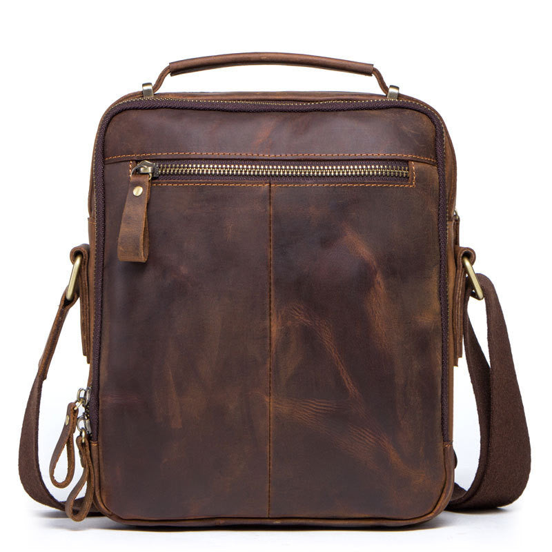 Ancient Crazy Horse Cowhide Men's Messenger Bag Multifunctional